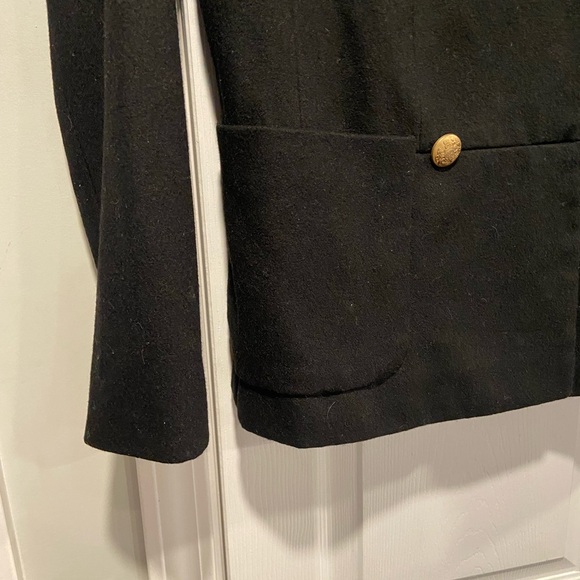 J. Crew Black Double Breasted Wool Blend Gold Button Pea Coat Lined Size 4 - Picture 6 of 12